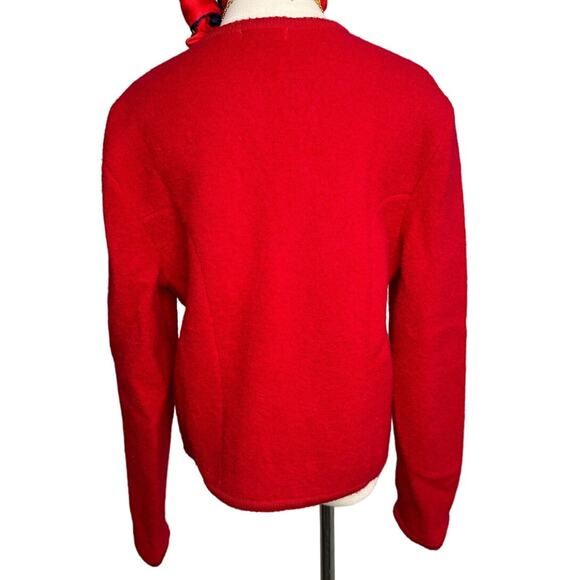 Vintage Talbots 100% boiled wool Celtic button red cardigan sweater size 10 M - Picture 3 of 6